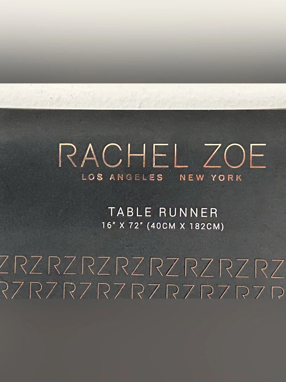 Rachel Zoe Creamy White Textured 16”x 72” Table Runner Tree Motif Silver Sequin